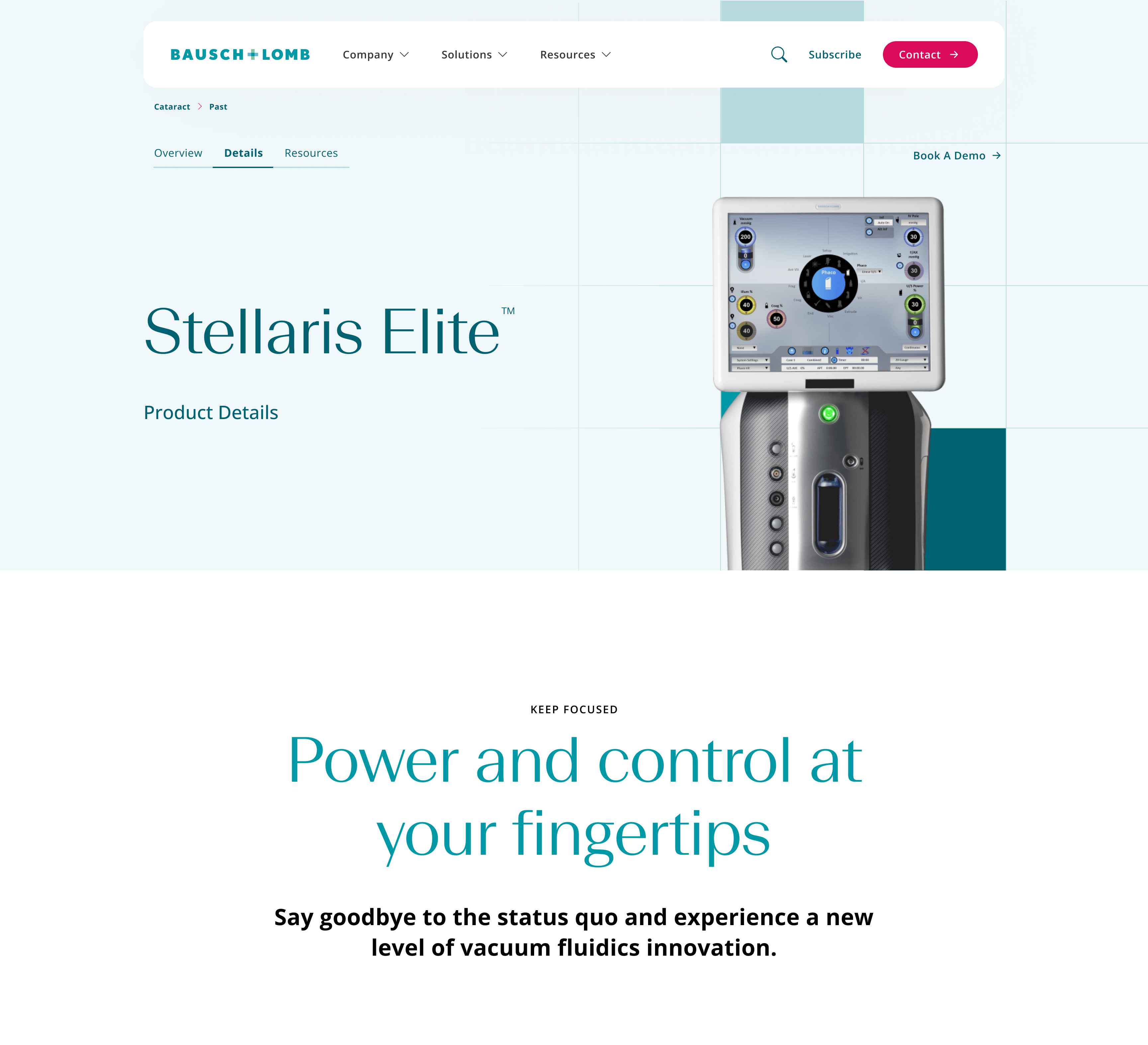 A desktop mockup for the Bausch+Lomb EU website.