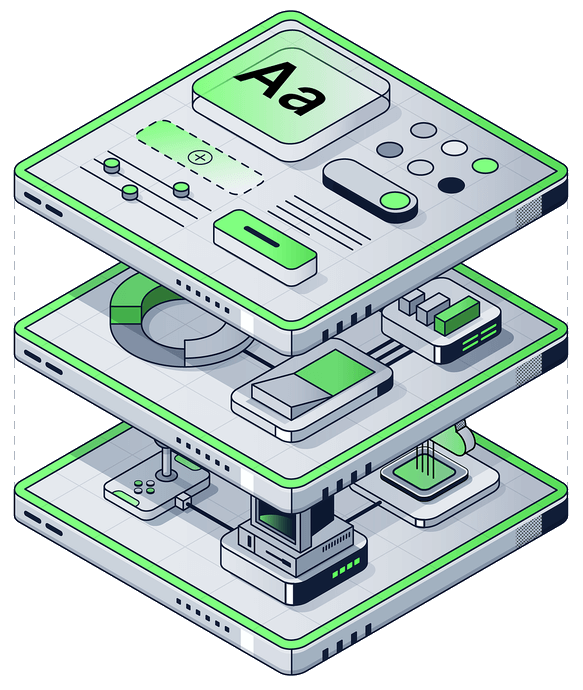vertical stack of technology by Josh Warren