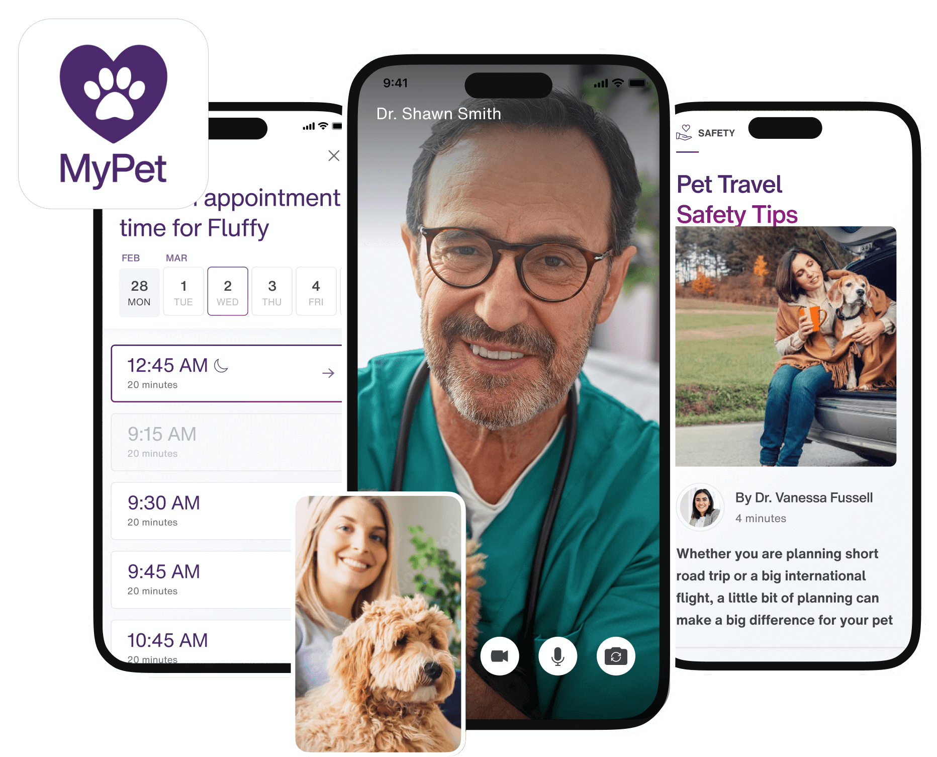 A mobile mockup for the Telus MyPet app.